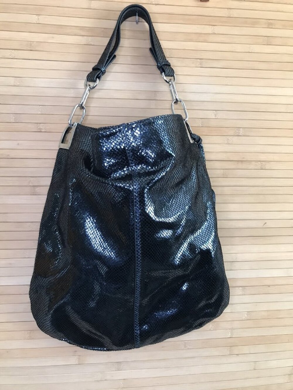 Badgley Mischka Large Hobo Shoulder Blue Bright Bag Mermaid Purse
